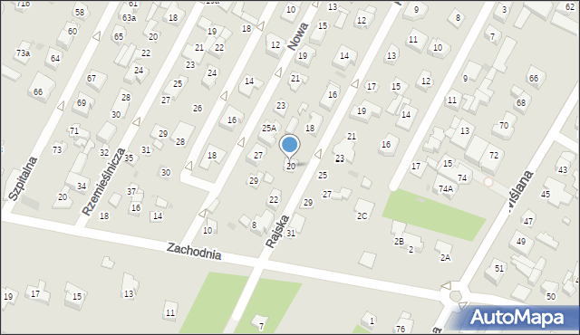 Łomianki, Rajska, 20, mapa Łomianki