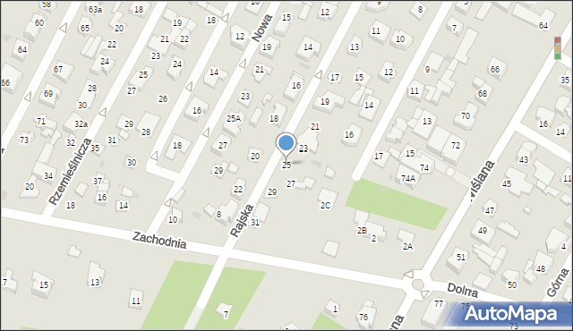 Łomianki, Rajska, 25, mapa Łomianki