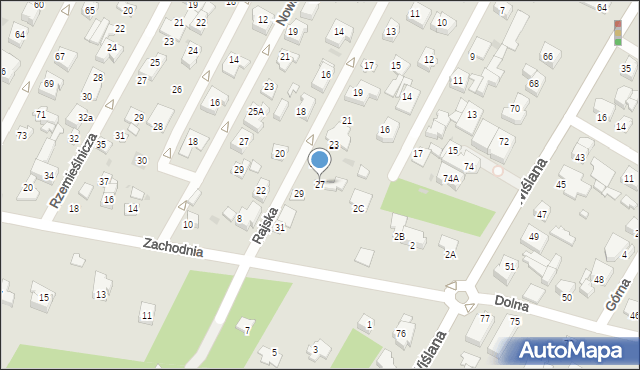 Łomianki, Rajska, 27, mapa Łomianki