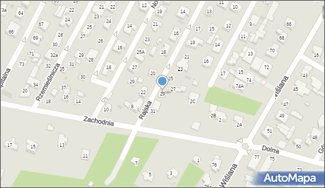 Łomianki, Rajska, 29, mapa Łomianki