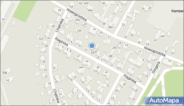 Łomża, Raginisa Władysława, mjr., 13, mapa Łomży