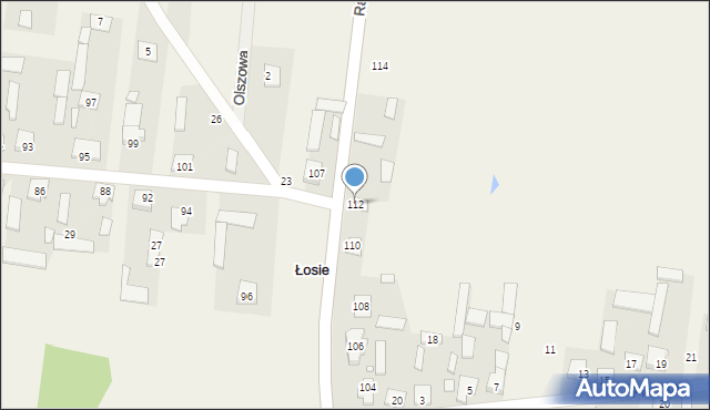 Łosie, Radzymińska, 112, mapa Łosie
