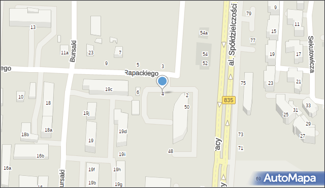 Lublin, Rapackiego Mariana, 4, mapa Lublina