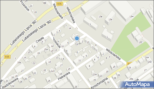 Lublin, Radzikowska, 4, mapa Lublina
