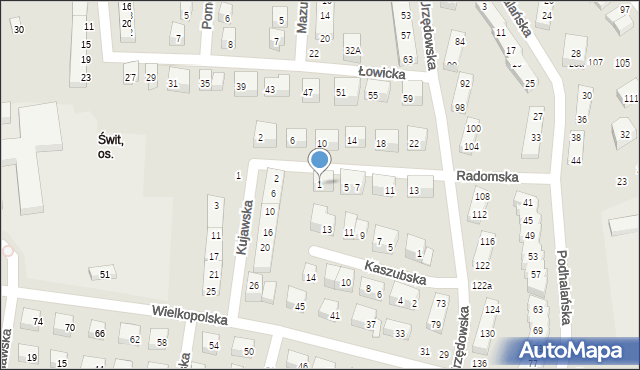 Lublin, Radomska, 1, mapa Lublina