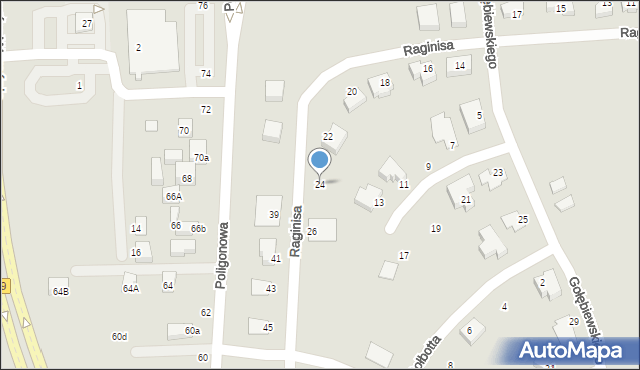 Lublin, Raginisa Władysława, mjr., 24, mapa Lublina