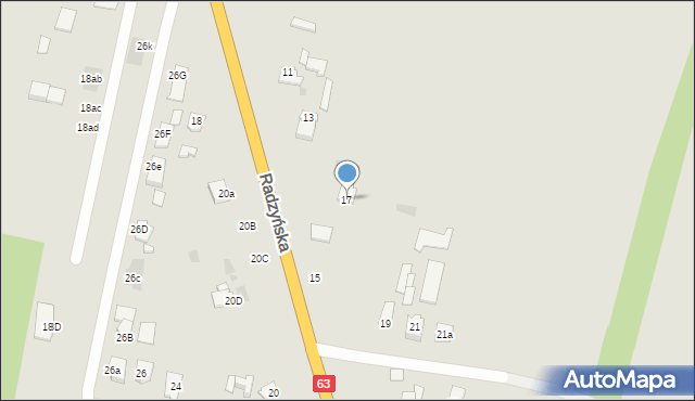 Łuków, Radzyńska, 17, mapa Łuków