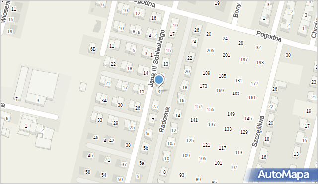 Lutynia, Radosna, 9, mapa Lutynia