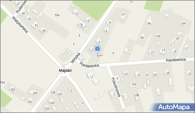 Majdan, Racławicka, 3, mapa Majdan