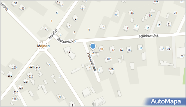 Majdan, Racławicka, 6, mapa Majdan