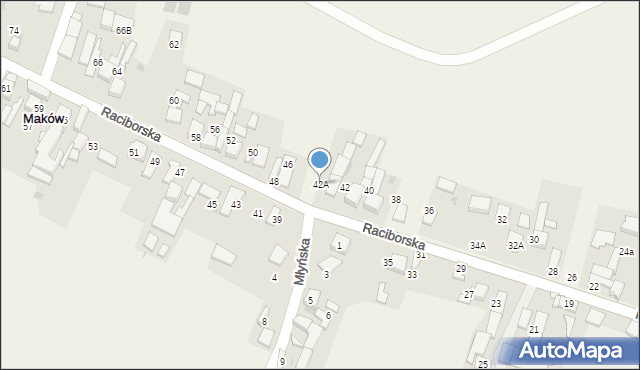 Maków, Raciborska, 42A, mapa Maków