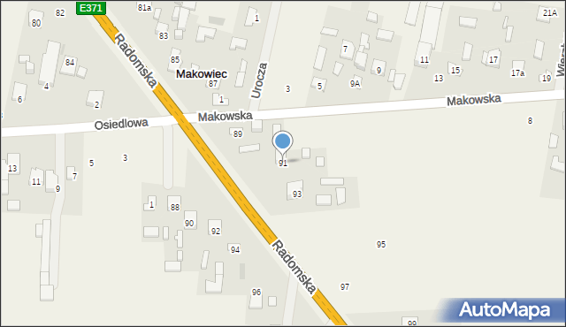 Makowiec, Radomska, 91, mapa Makowiec