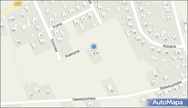 Malanów, Radosna, 6, mapa Malanów