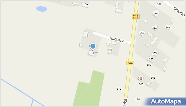 Maliszów, Radosna, 9, mapa Maliszów