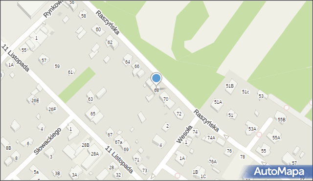 Michałowice, Raszyńska, 68, mapa Michałowice