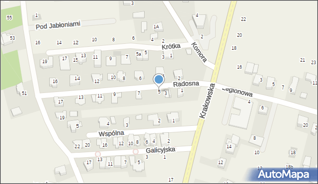 Michałowice, Radosna, 5, mapa Michałowice