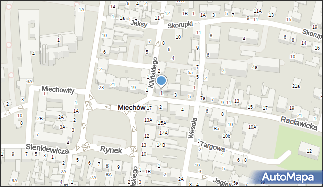 Miechów, Racławicka, 1, mapa Miechów