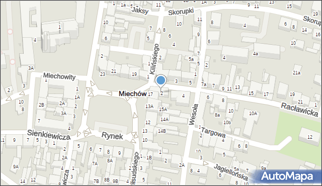 Miechów, Racławicka, 2, mapa Miechów