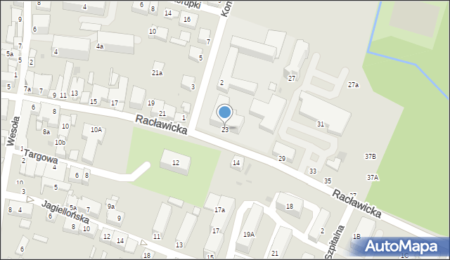 Miechów, Racławicka, 23, mapa Miechów