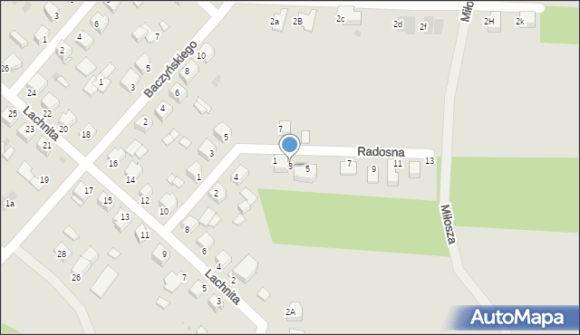 Mielec, Radosna, 3, mapa Mielca