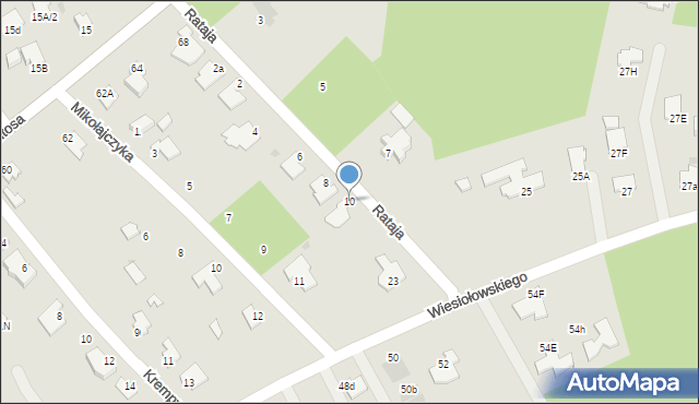 Mielec, Rataja, 10, mapa Mielca