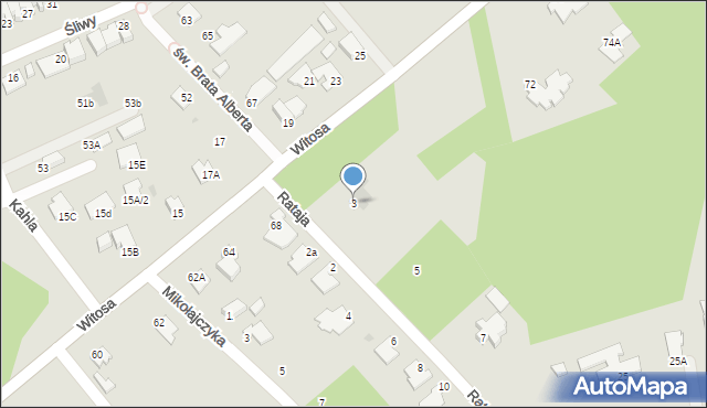 Mielec, Rataja, 3, mapa Mielca