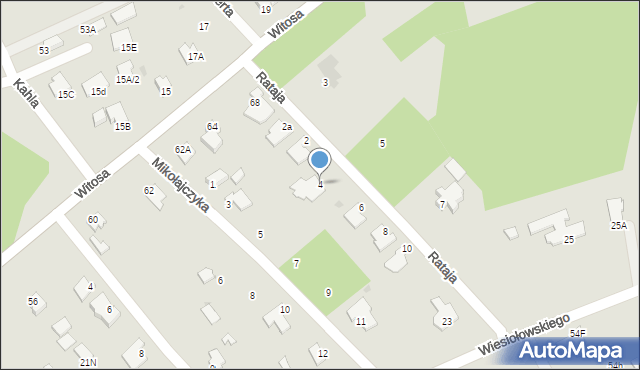 Mielec, Rataja, 4, mapa Mielca