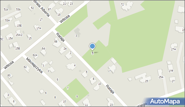 Mielec, Rataja, 5, mapa Mielca