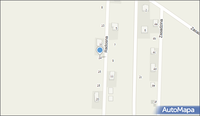 Mierzęcice, Radosna, 14, mapa Mierzęcice