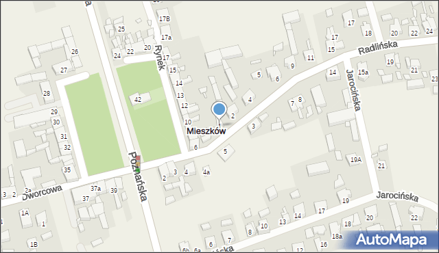 Mieszków, Radlińska, 1, mapa Mieszków