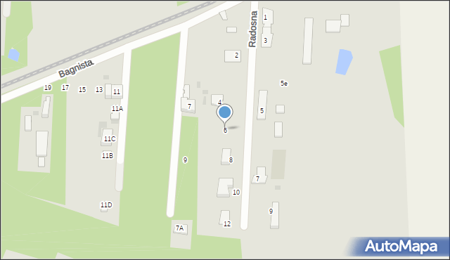 Milanówek, Radosna, 6, mapa Milanówek