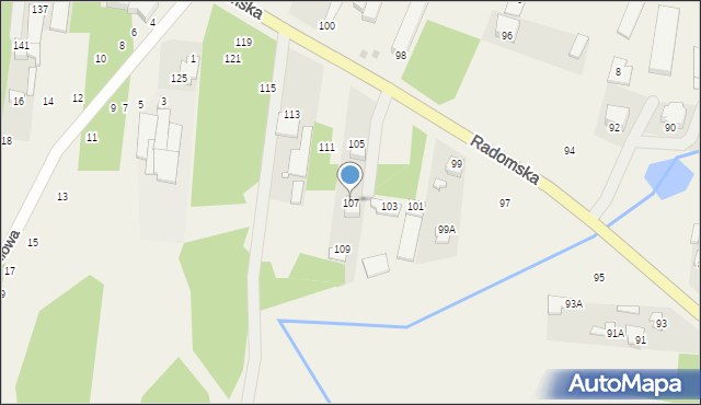 Milejowice, Radomska, 107, mapa Milejowice