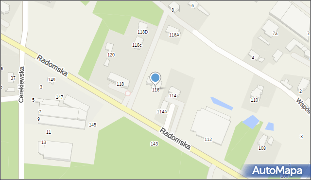 Milejowice, Radomska, 116, mapa Milejowice