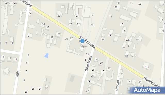 Milejowice, Radomska, 25, mapa Milejowice