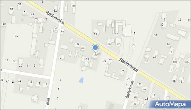 Milejowice, Radomska, 31, mapa Milejowice