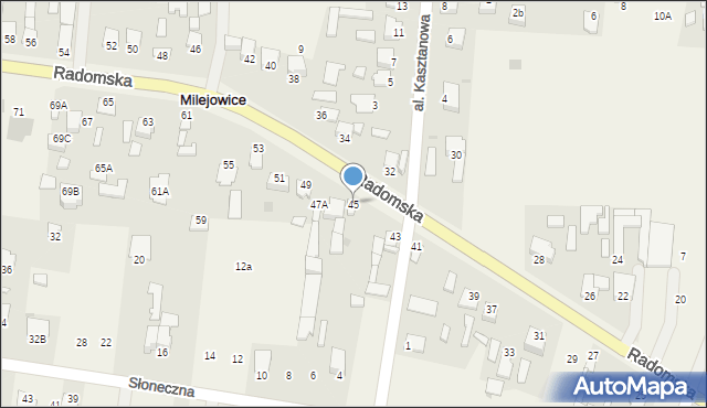 Milejowice, Radomska, 45, mapa Milejowice