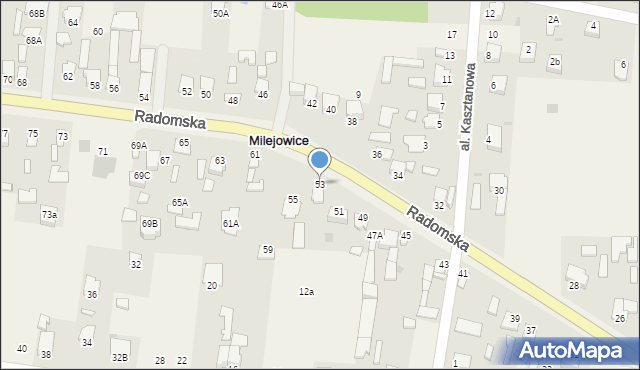 Milejowice, Radomska, 53, mapa Milejowice