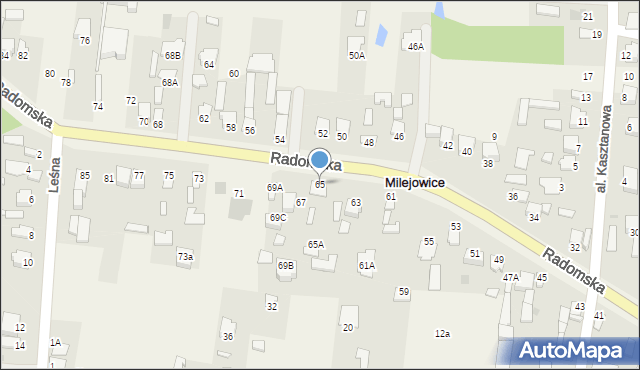Milejowice, Radomska, 65, mapa Milejowice