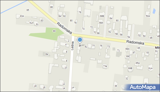 Milejowice, Radomska, 85, mapa Milejowice
