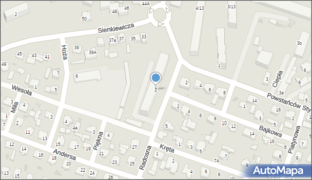 Mława, Radosna, 2, mapa Mława