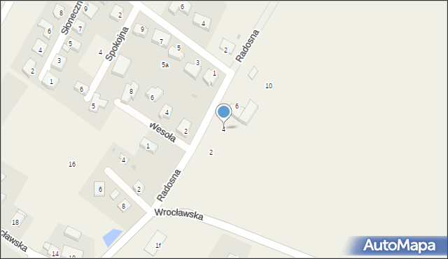 Mokronos Górny, Radosna, 4, mapa Mokronos Górny