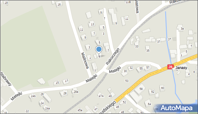 Mszana Dolna, Rakoczego Franciszka, 5, mapa Mszana Dolna