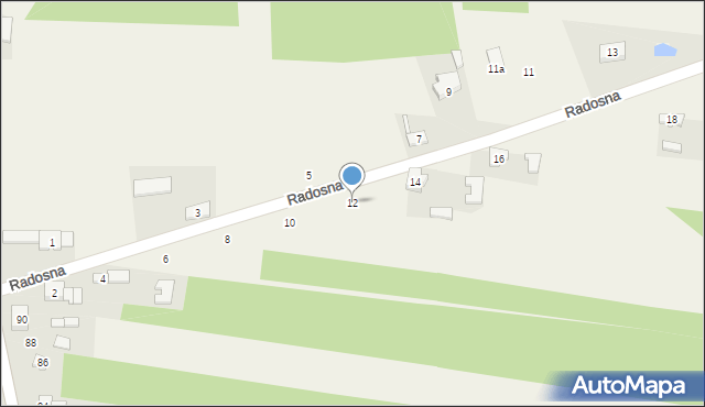 Mysłaków, Radosna, 12, mapa Mysłaków