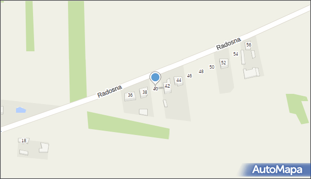 Mysłaków, Radosna, 40, mapa Mysłaków