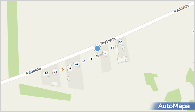 Mysłaków, Radosna, 50, mapa Mysłaków