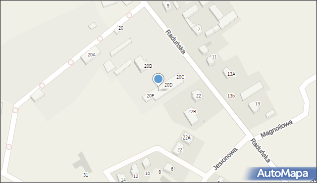 Niestępowo, Raduńska, 20E, mapa Niestępowo