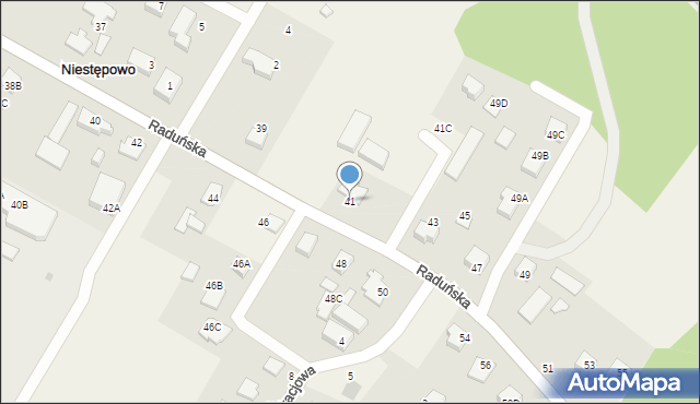 Niestępowo, Raduńska, 41, mapa Niestępowo