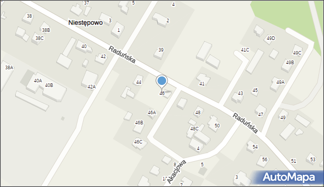 Niestępowo, Raduńska, 46, mapa Niestępowo