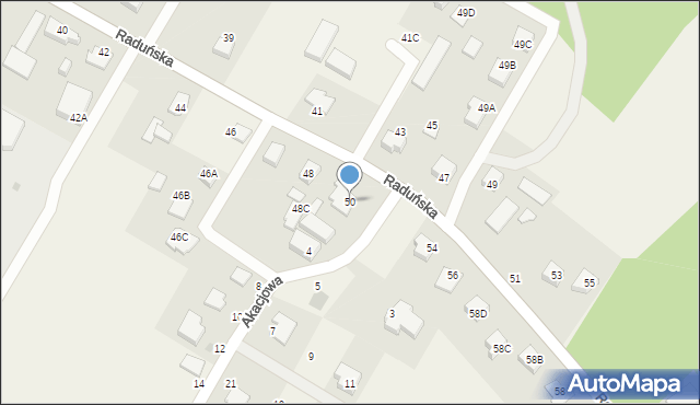 Niestępowo, Raduńska, 50, mapa Niestępowo