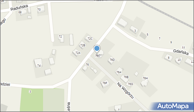 Niestępowo, Raduńska, 76C, mapa Niestępowo